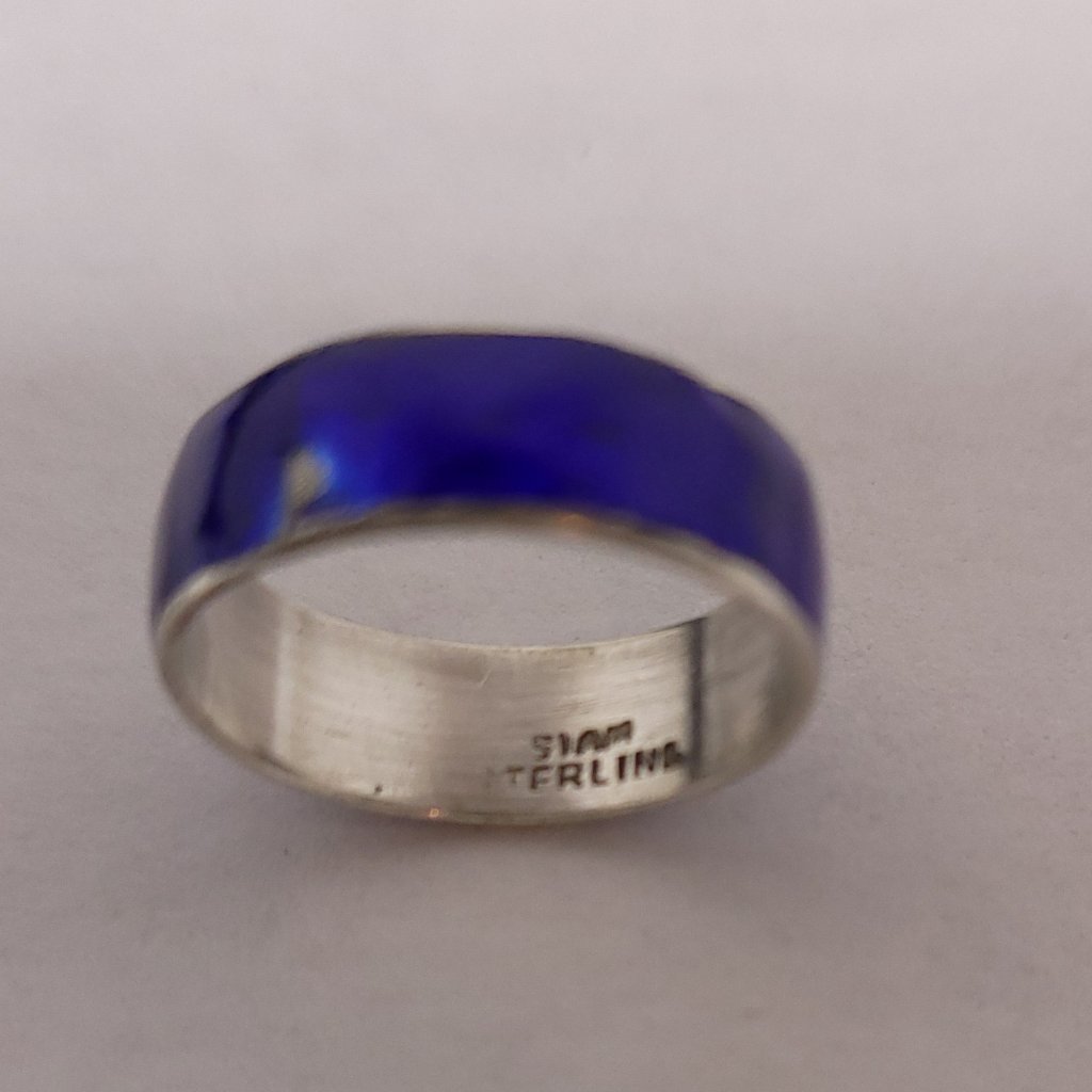 Siam Sterling Silver Ring With Blue Enamel